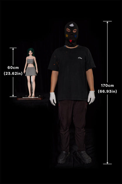60cm/1ft9 Full Mini Silicone Body+ Vinyl Head Sex Doll J60 Momo