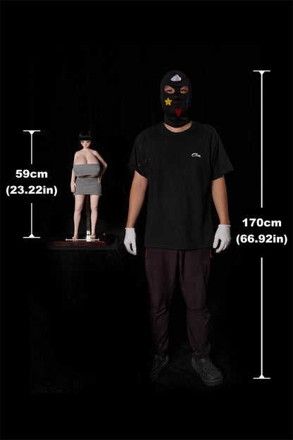 Full Mini Silicone Body+ Vinyl Head Sex Doll J59 Mizuki